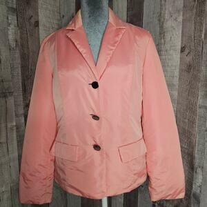Talbots Pink 3 Button Blazer Nylon Jacket Pockets Women's size 4 Vintage 1980's